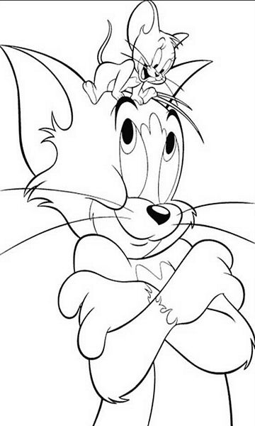 kolorowanka Tom i Jerry malowanka do wydruku z bajki dla dzieci, do pokolorowania kredkami, obrazek nr 48